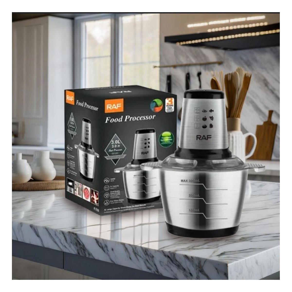 TRITURADOR 3L DE ALIMENTOS CON MOTOR POTENTE COLOR GRIS Y+REGALO STICKER - 5