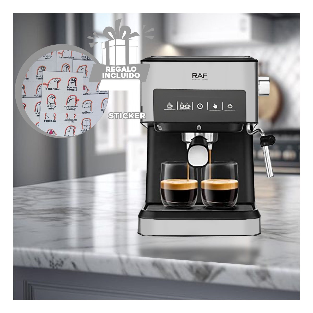 PREPARADORA DE CAFÉ DIGITAL 1.6L METÁLICA PARA LA COCINA COLOR PLATEADO Y+REGALO STICKER - 1