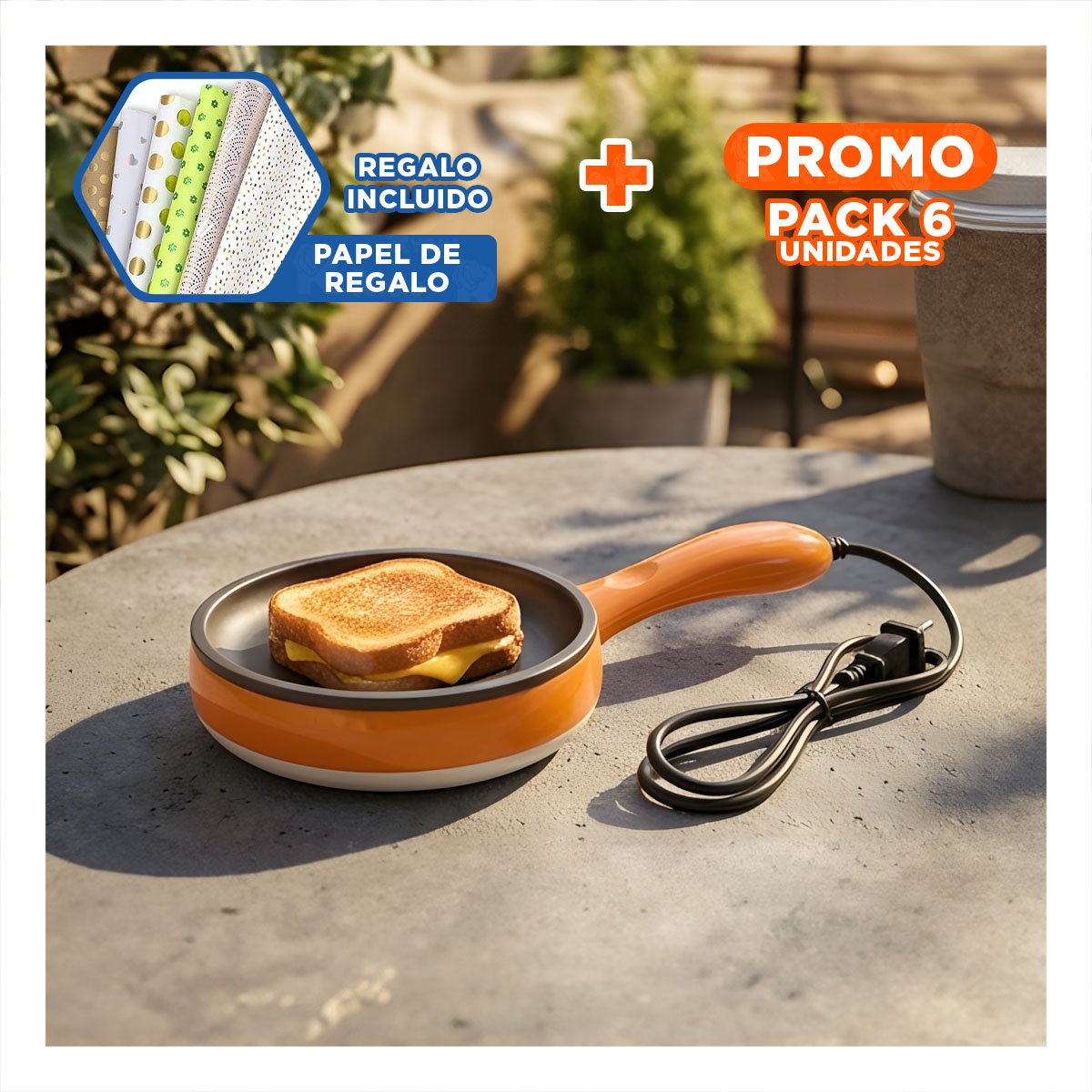 PACK6 OLLA 2 EN 1 NARANJA PARA COMIDAS CASERAS Y+PAPEL REGALO - 1