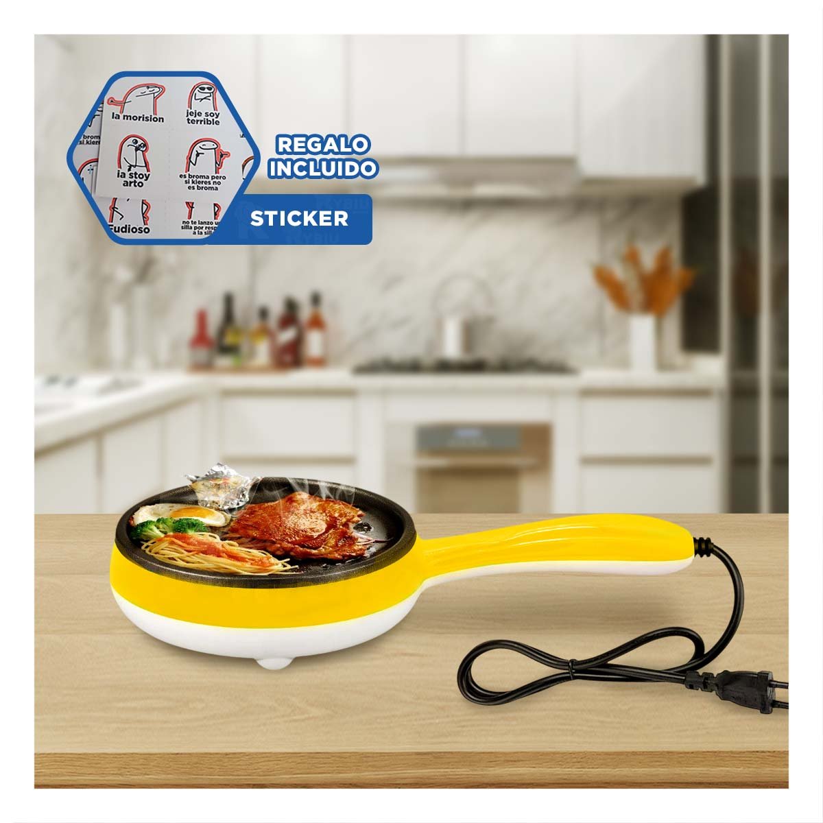 PROCESADOR 2 EN 1 FREIDORA AMARILLA PARA COCINAR SIN ACEITE EN LA CASA Y+REGALO STICKER - 1