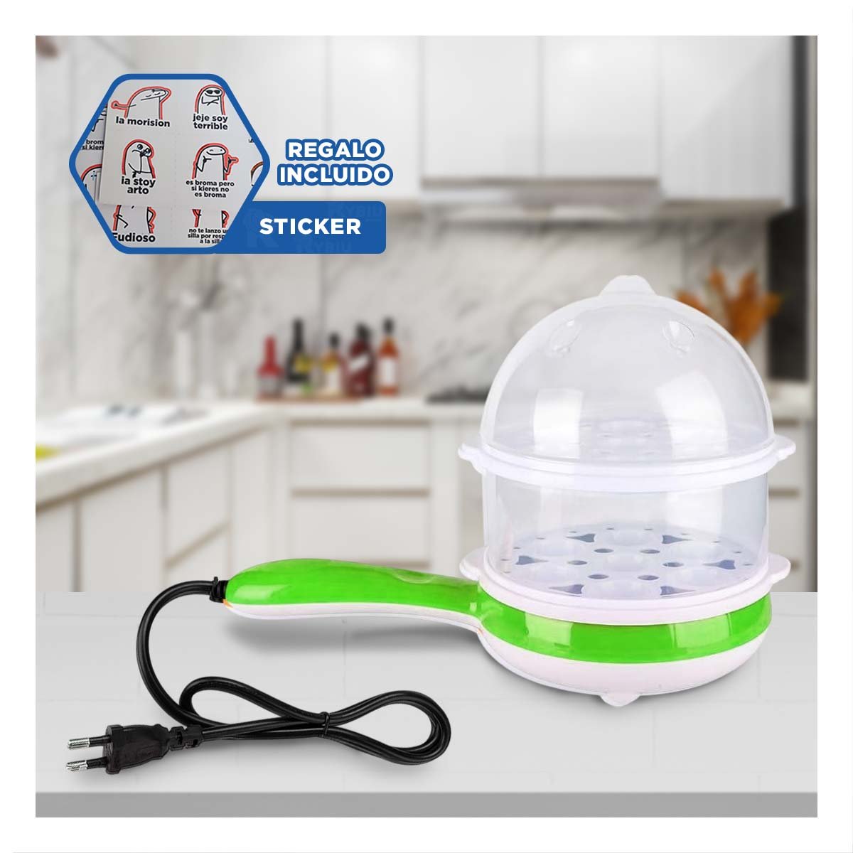 HERVIDOR FREIDOR COMPACTO VERDE LIMON PARA ESPACIOS PEQUENOS DE CASA NUEVA Y+REGALO STICKER - 1