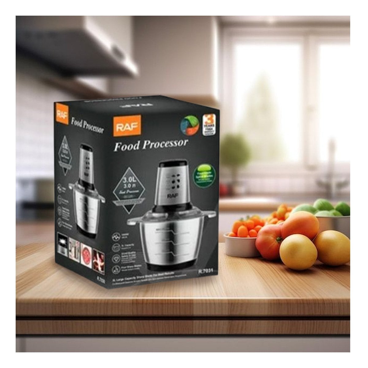 PACK4 BATIDORA 3L DE ALIMENTOS COLOR GRIS PARA PREPARACIONES RÁPIDAS - 3