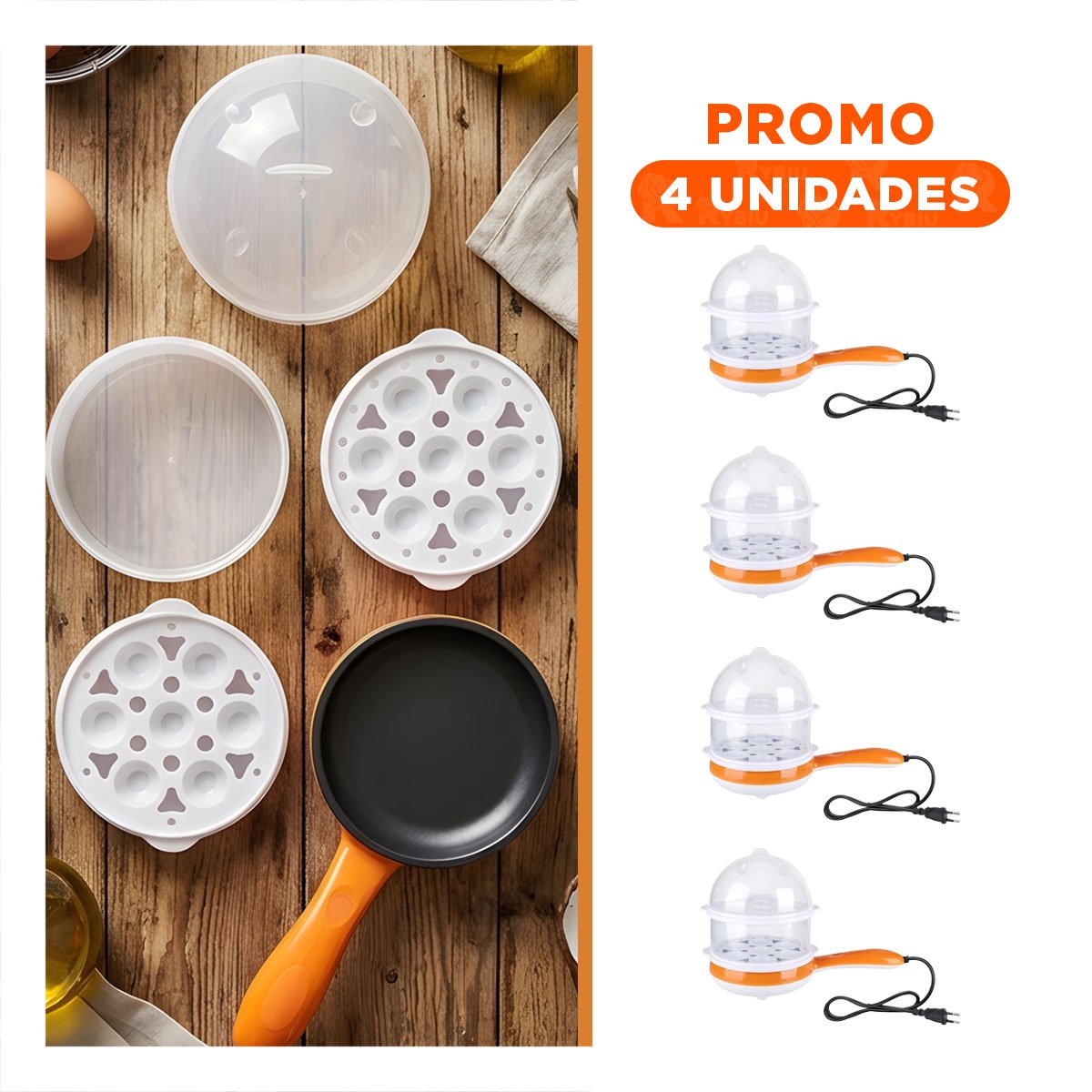 PACK4 FREIDORA 2 EN 1 NARANJA PARA PREPARACIONES RÁPIDAS Y+REGALO STICKER - 1