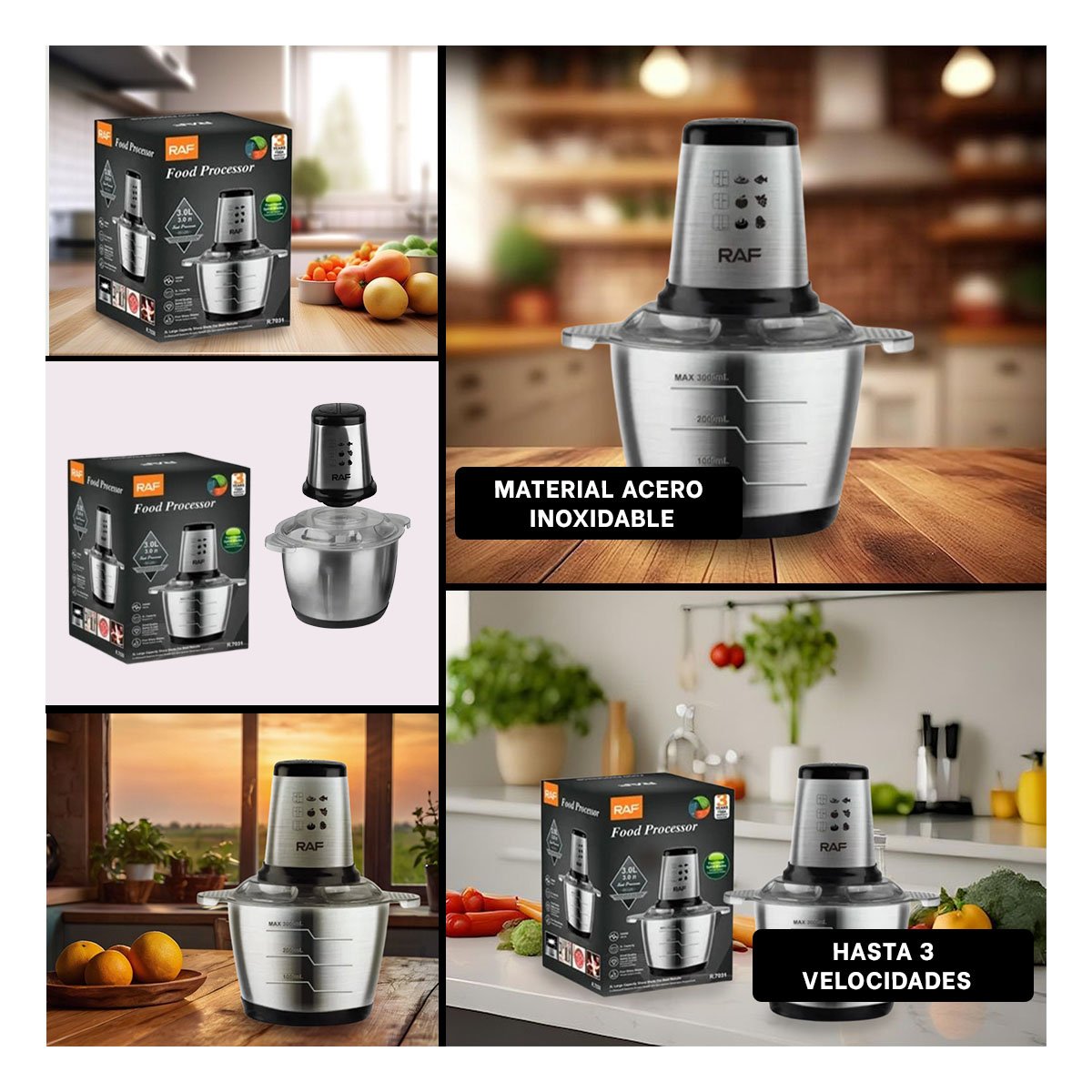 BATIDORA 3L DE ALIMENTOS COLOR GRIS PARA PREPARAR BATIDOS Y+LIGAS REGALO - 5