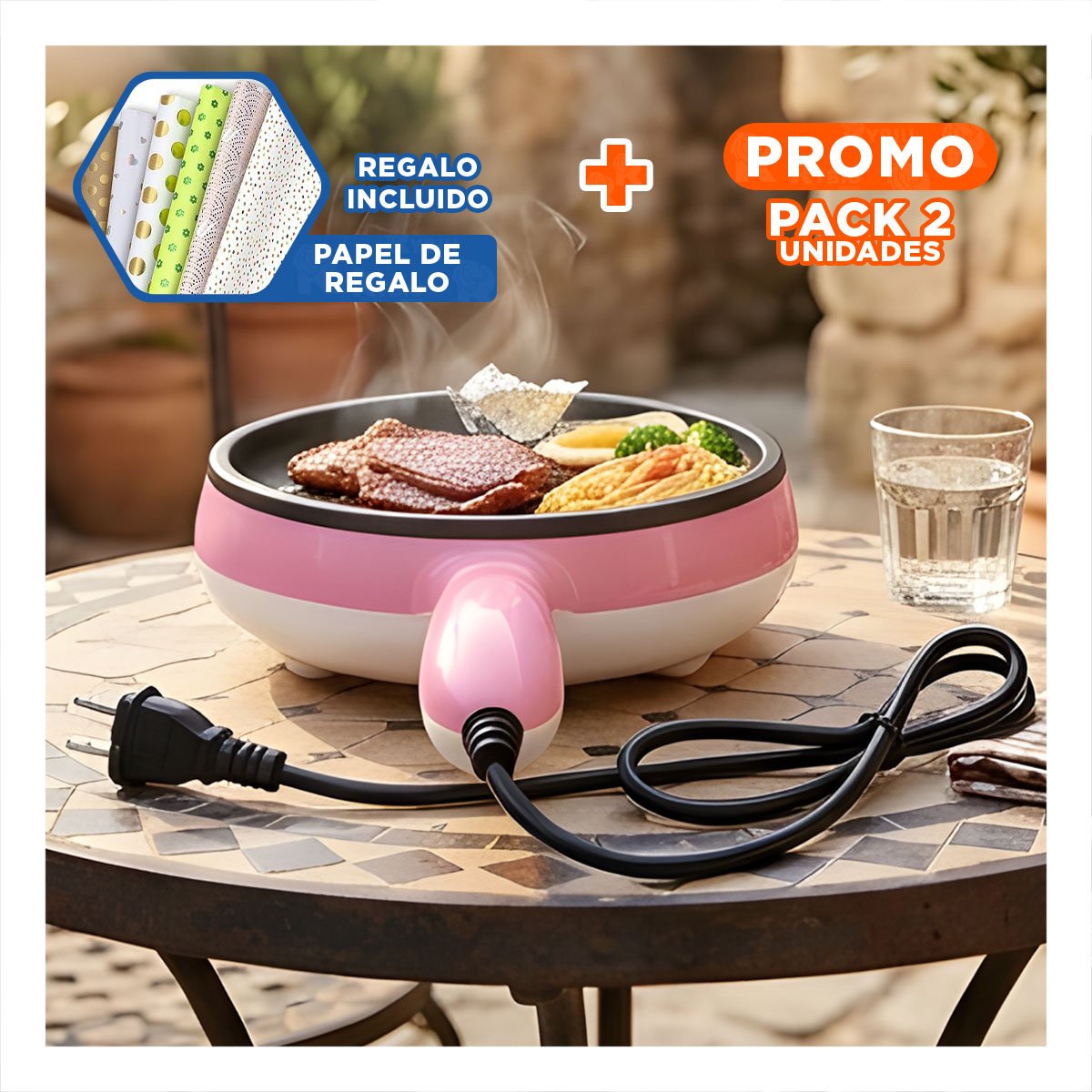 PACK2 TETERA DE ALTA GAMA 2 EN 1 ROSADA FREIDORA PARA UNA VIDA SALUDABLE Y+PAPEL REGALO - 1