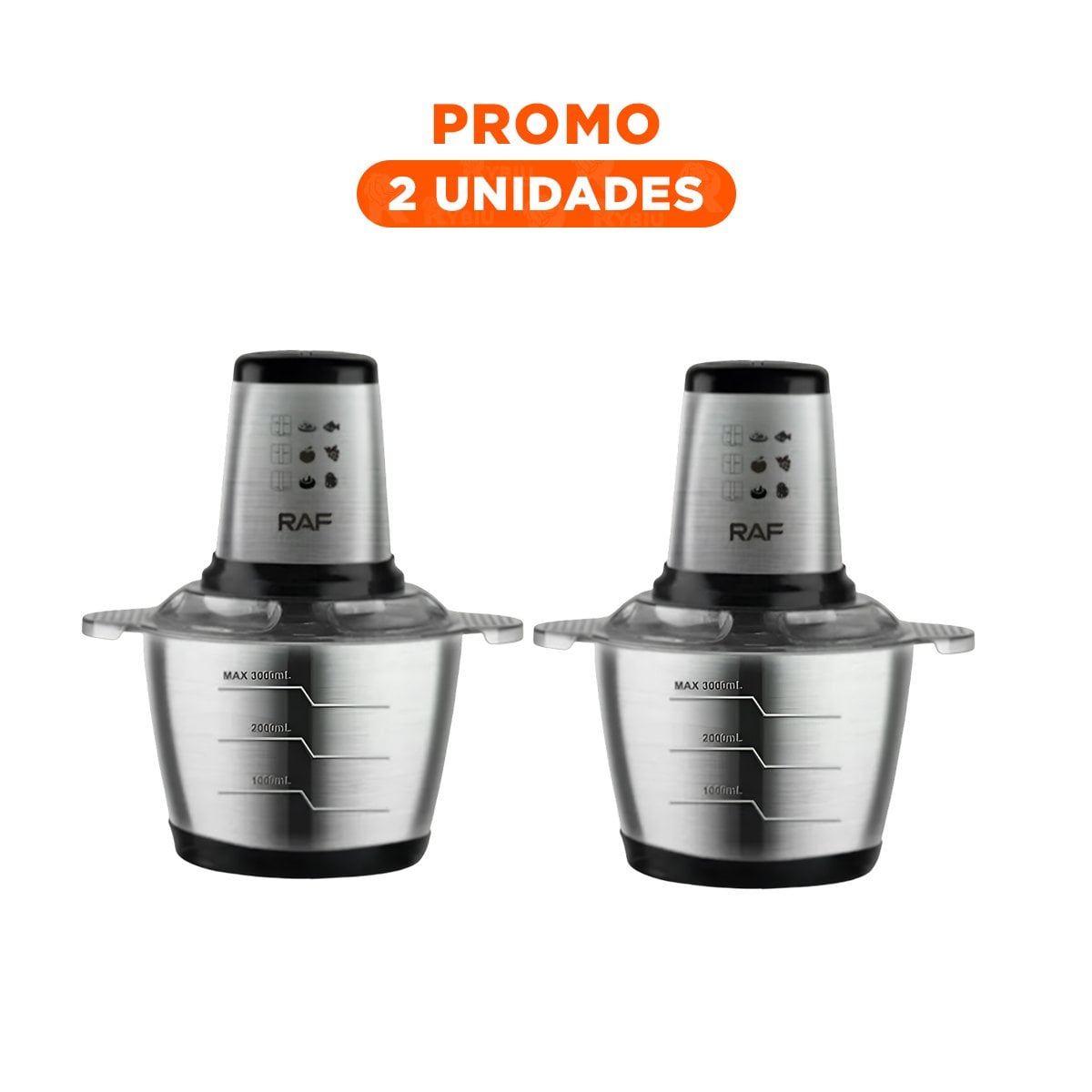 PACK2 TRITURADOR DE ALIMENTOS COLOR GRIS 3L PARA MOLER - 1
