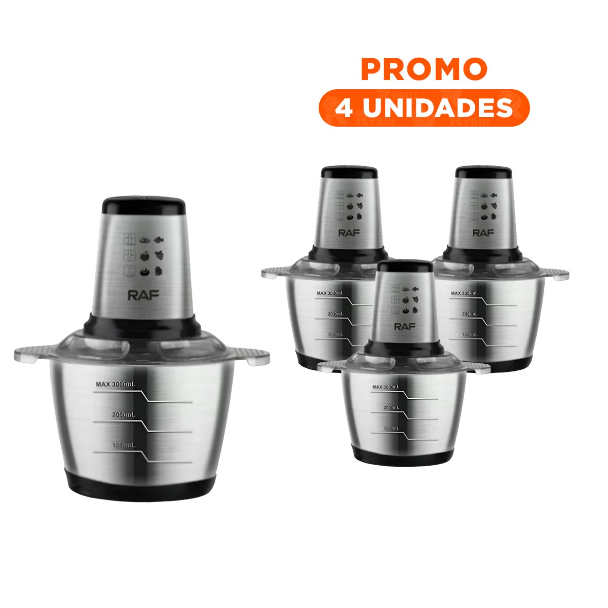 PACK4 PROCESADOR DE ALIMENTOS COLOR GRIS 3L PARA RECETAS VARIADAS Y+REGALO STICKER - 1