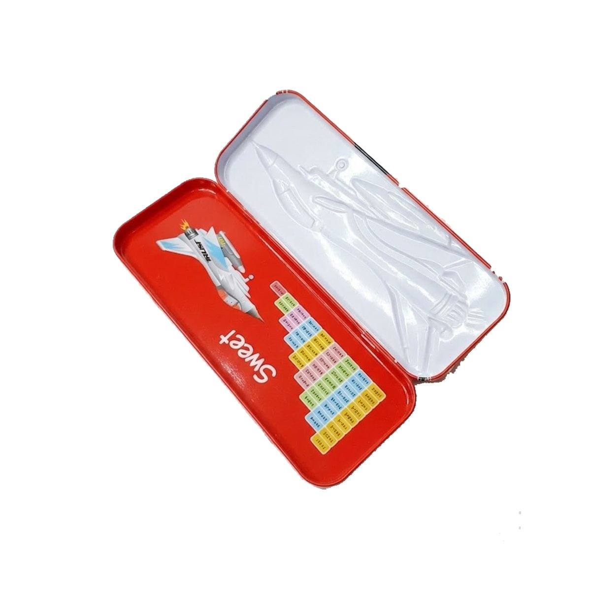 PACK4 ESTUCHE METALICO ESCOLAR ROJO CON DIVISION PRACTICA Y DISEÑO JUVENIL Y+PAPEL REGALO - 3