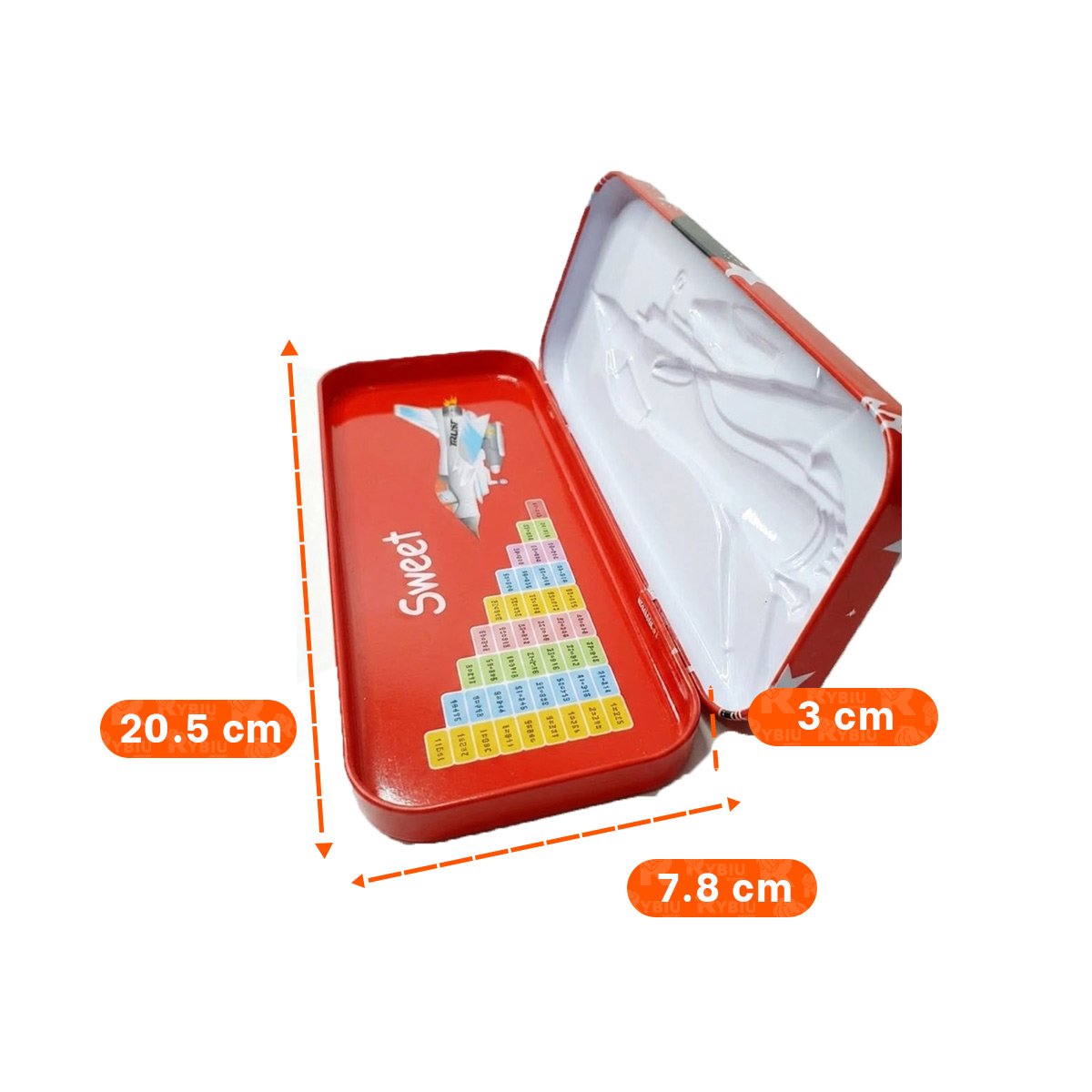 PACK12 ESTUCHE METALICO ROJO PARA UTILES CON DIVISION INTERNA Y DISEÑO ESCOLAR - 4