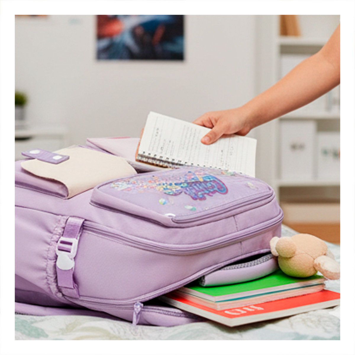 PACK4 LINEA COTTMIR 3 BOLSILLOS LILA MOCHILA MUJER Y+PAPEL REGALO - 5