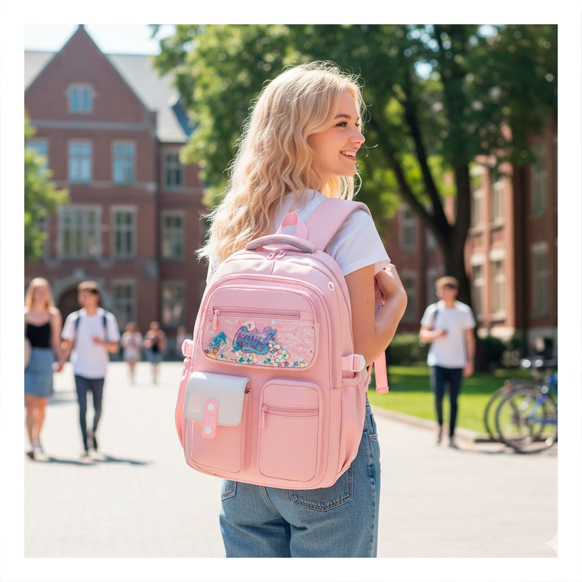 PACK4 CARTERA MODERNA COTTMIR ROSADO CON 3 BOLSILLOS PRACTICOS PARA UNIVERSIDAD Y+PAPEL REGALO - 2