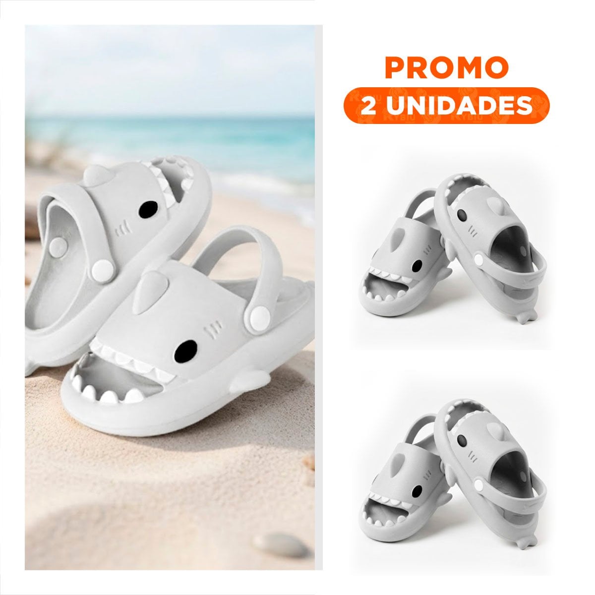 PACK2 BABUCHA EN BLANCO CON CORREA DE TIBURON TALLA 25 26 PARA EL DESCANSO CON MODA - 1