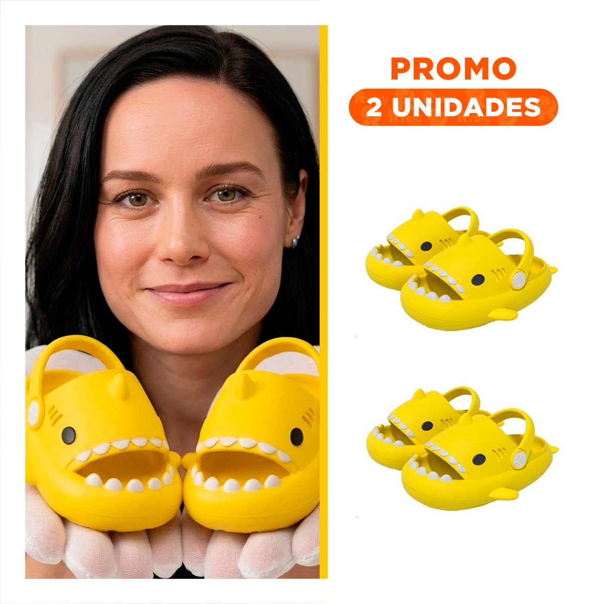 PACK2 ZAPATILLA ABIERTA AMARILLO PARA NIÑOS TALLA 25 26 DE TIBURON CON CORREA - 1