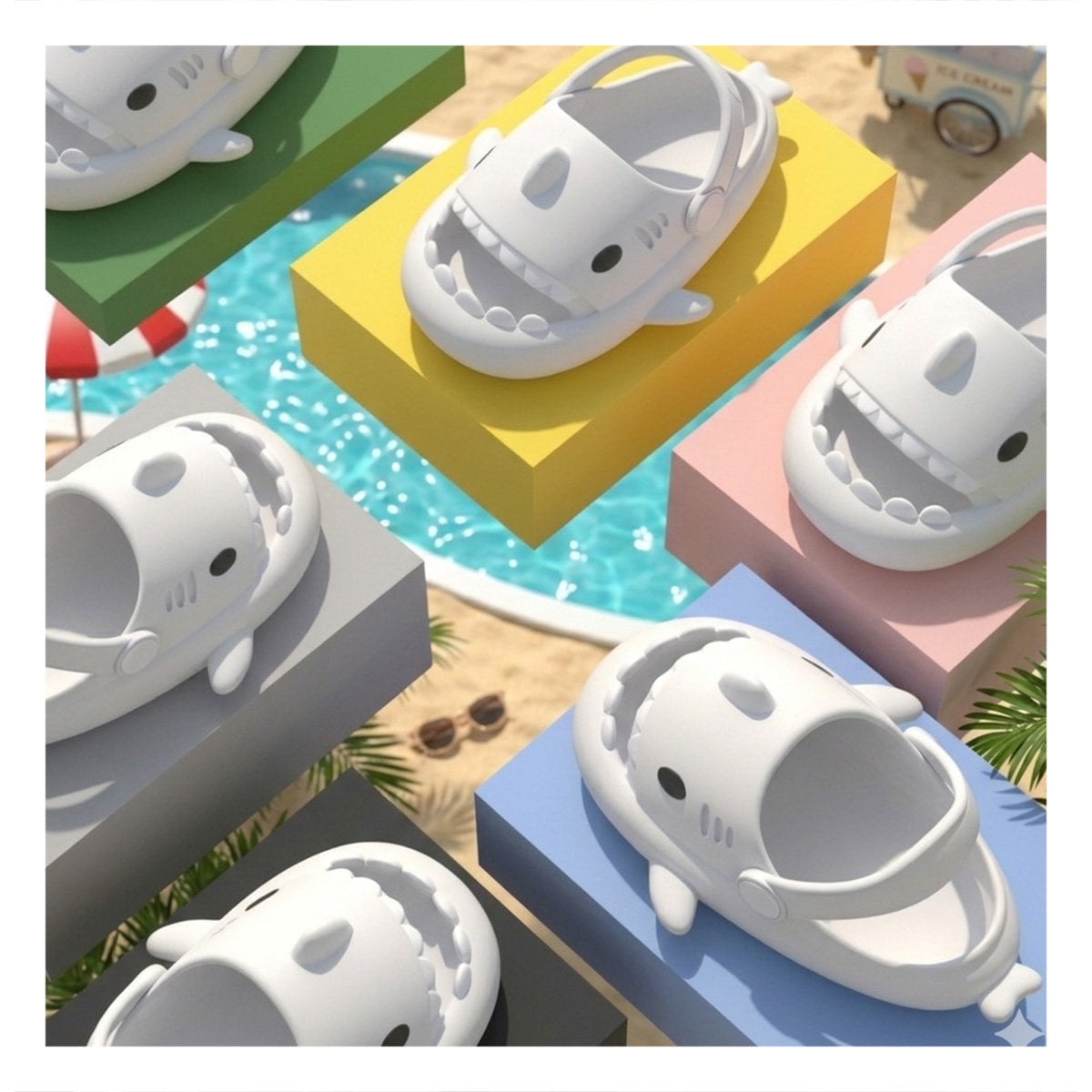 PANTUFLA PARA NIÑOS TIBURON BLANCO TALLA 21 22 CON CORREA PARA CAMINAR BIEN - 2