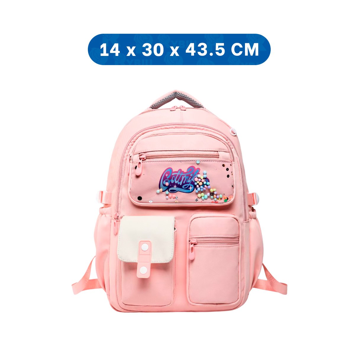 MORRAL JUVENIL COTTMIR ROSADO CON 3 BOLSILLOS COMODOS PARA USO DIARIO Y+LIGAS REGALO - 4