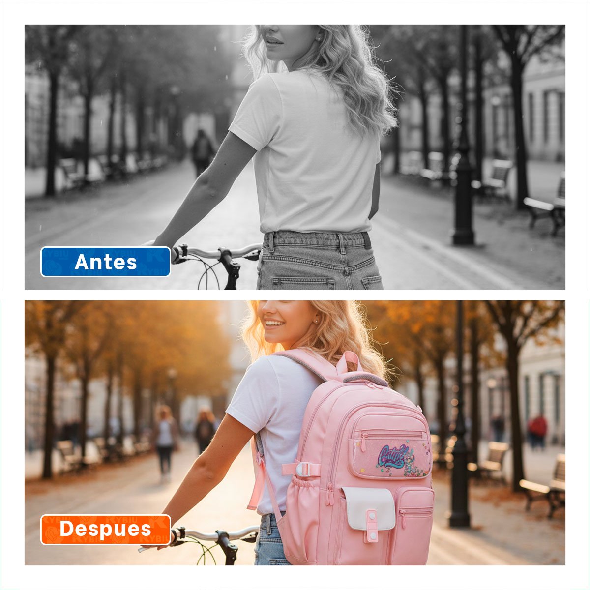 MORRAL JUVENIL COTTMIR ROSADO CON 3 BOLSILLOS COMODOS PARA USO DIARIO Y+LIGAS REGALO - 5