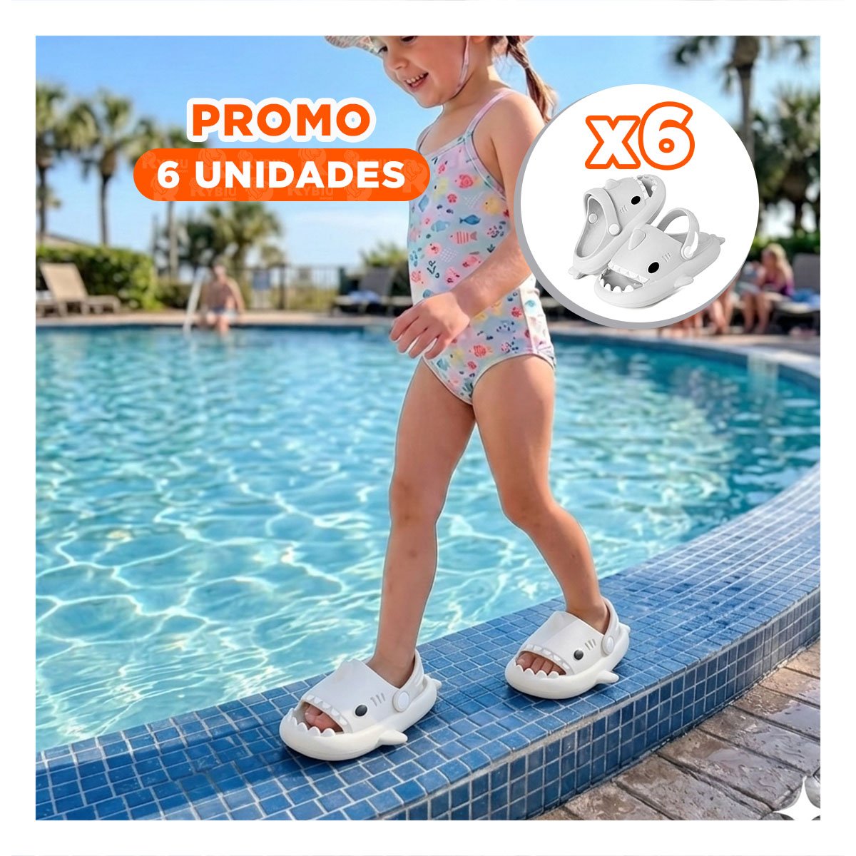 PACK6 CALZADO PARA NIÑOS TIBURON BLANCO CON CORREA TALLA 21 DE PISADA ESTABLE Y+REGALO STICKER - 1