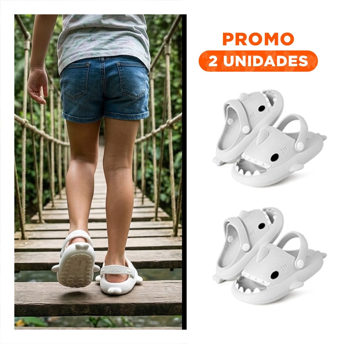 PACK2 BABUCHA BLANCA DE TIBURON PARA NIÑOS CON CORREA EN TALLA 29 30 DE GRAN COMODIDAD - 1