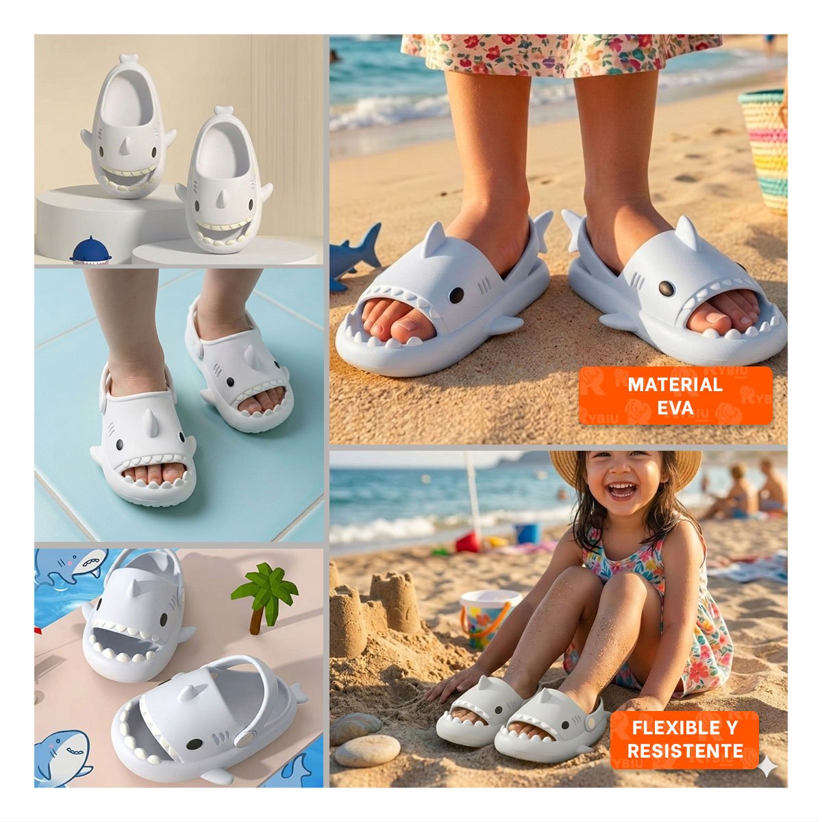 SANDALIA DE TIBURON PARA NIÑOS BLANCO TALLA 21 22 CON CORREA MUY VERSATIL Y+POST IT - 1