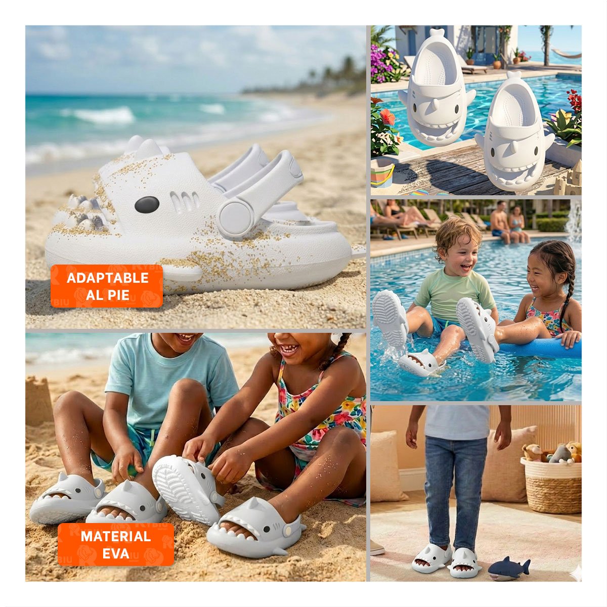 SANDALIA DE TIBURON PARA NIÑOS BLANCO TALLA 21 22 CON CORREA MUY VERSATIL Y+POST IT - 5