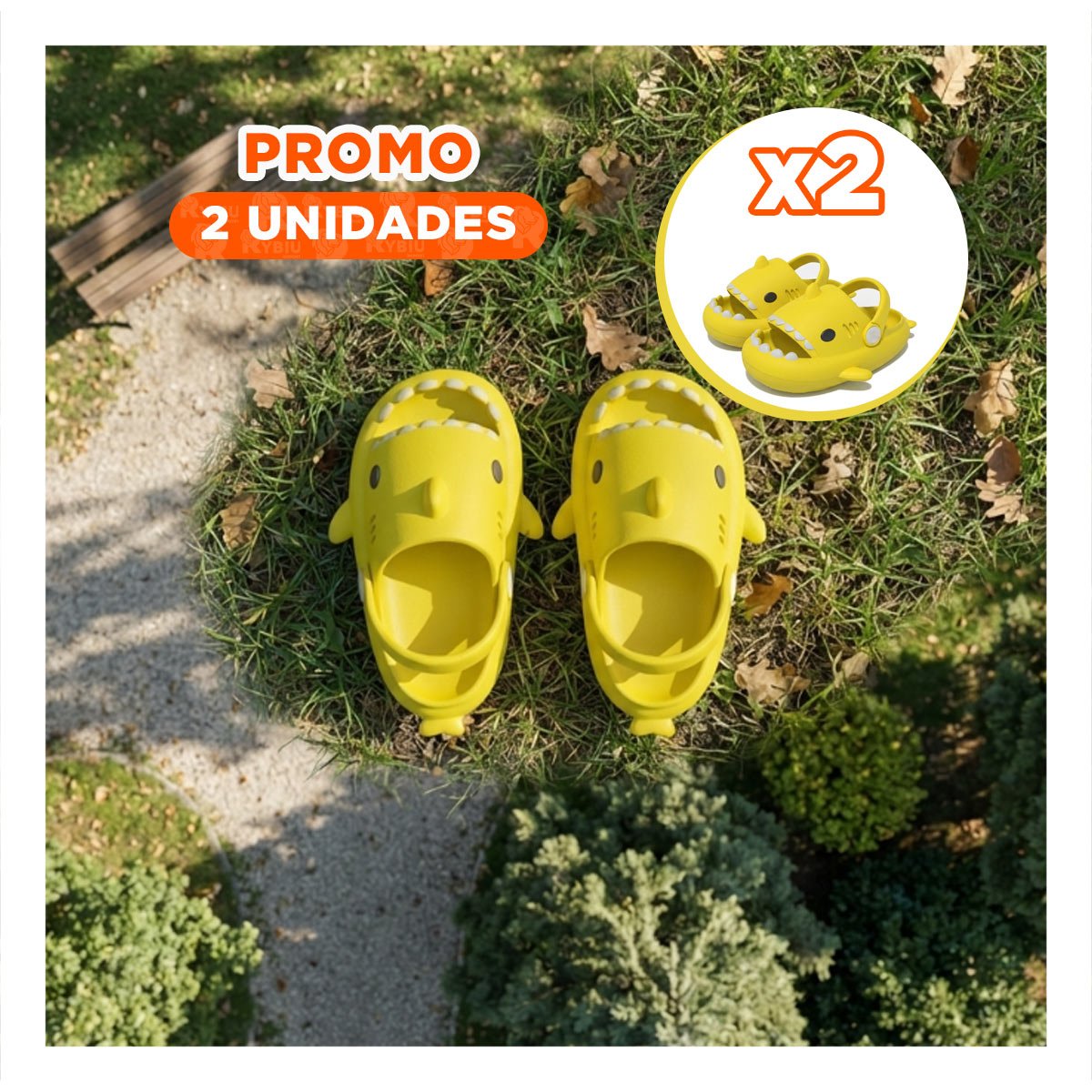PACK2 HUARACHE CON CORREA TALLA 29 A 30 DE TIBURON PARA NIÑOS COLOR AMARILLO Y+REGALO STICKER - 1