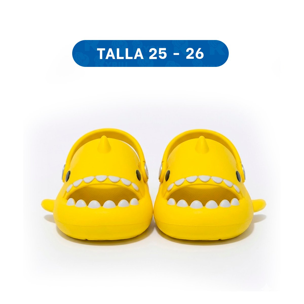 CHANCLA AMARILLO CON CORREA DE TIBURON PARA NIÑOS DE LA TALLA 25 26 Y+LIGAS REGALO - 4
