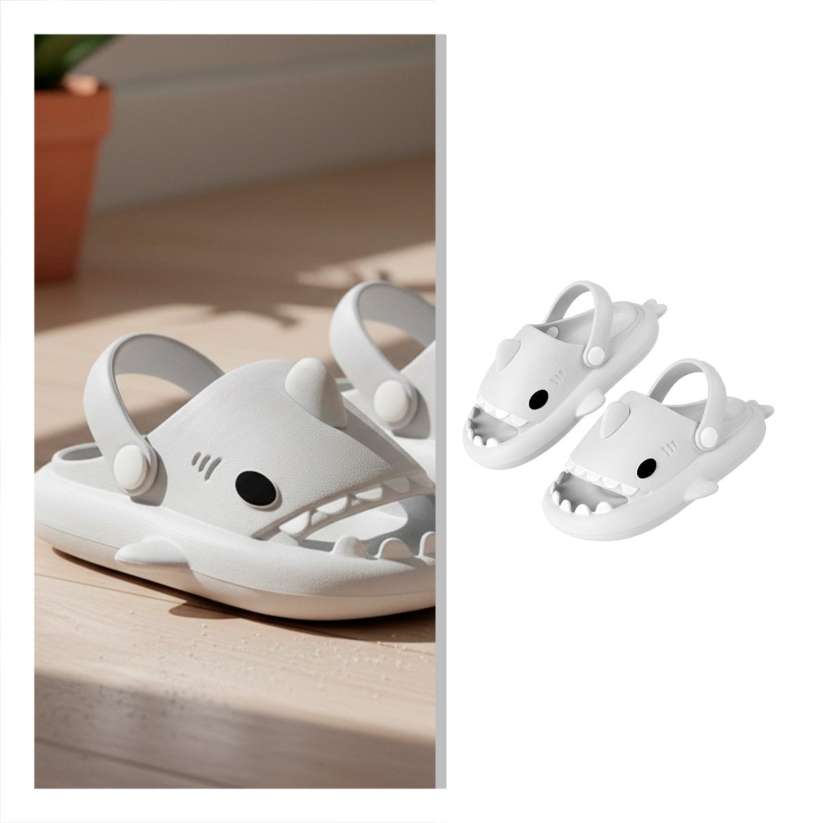 HUARACHES PARA NIÑOS DE TIBURON BLANCO CON CORREA TALLA 23 24 VERANO LUZ - 3