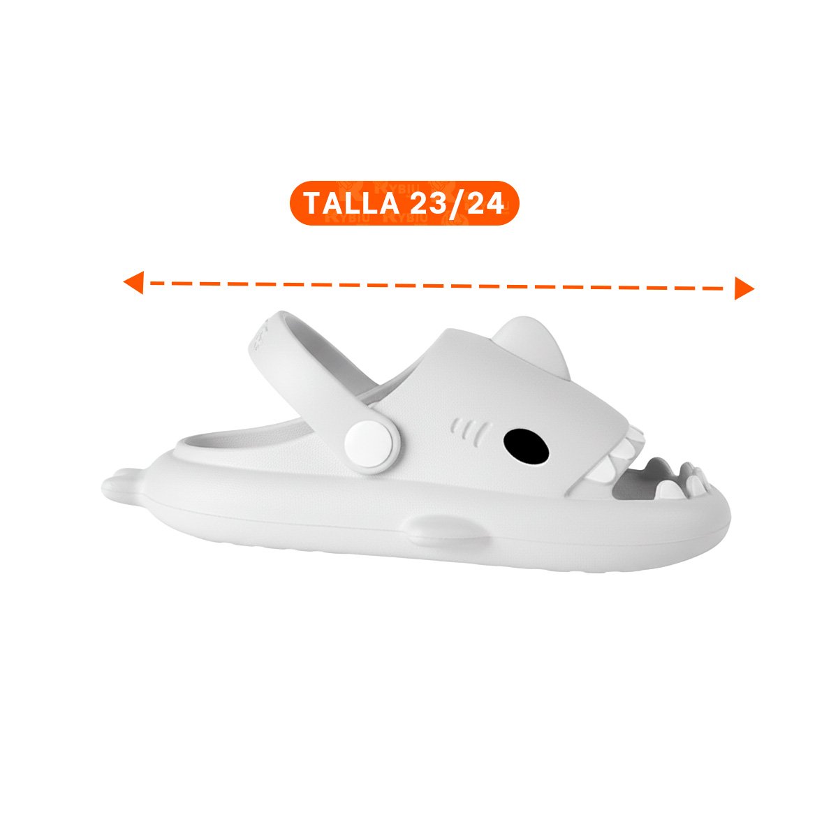 PACK2 OJOTAS PARA NIÑOS DE TIBURON BLANCO CON CORREA TALLA 23 24 VERANO PLAYA Y+PAPEL REGALO - 4