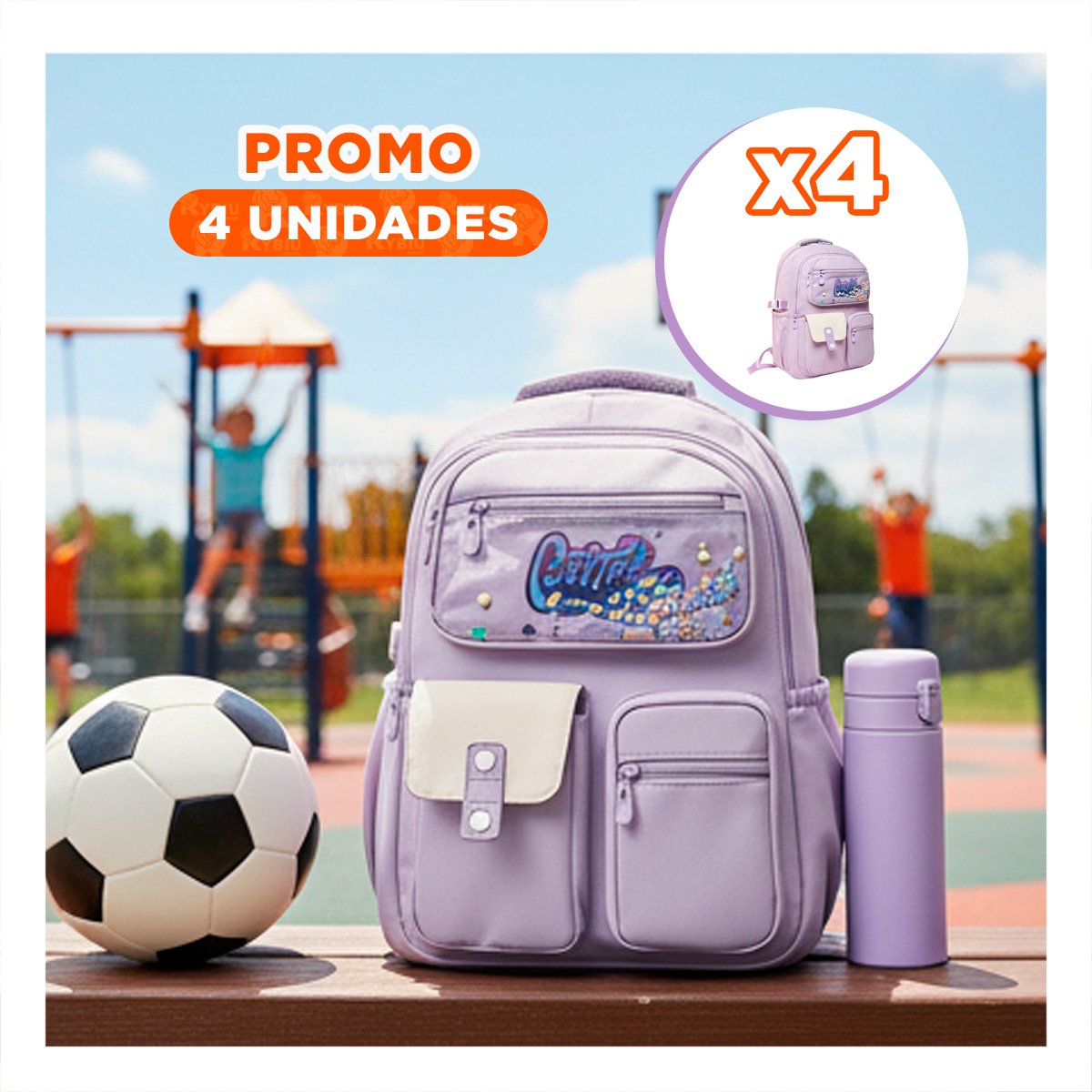 PACK4 VERSION COTTMIR 3 BOLSILLOS LILA MOCHILA ESCOLAR - 1