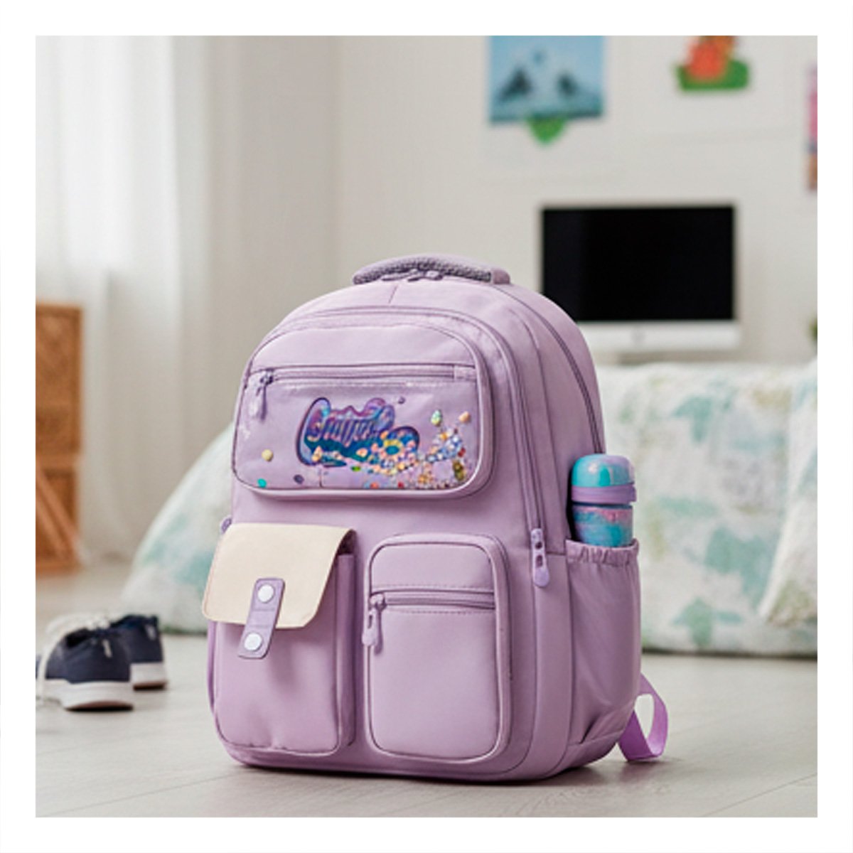 PACK4 VERSION COTTMIR 3 BOLSILLOS LILA MOCHILA ESCOLAR - 2