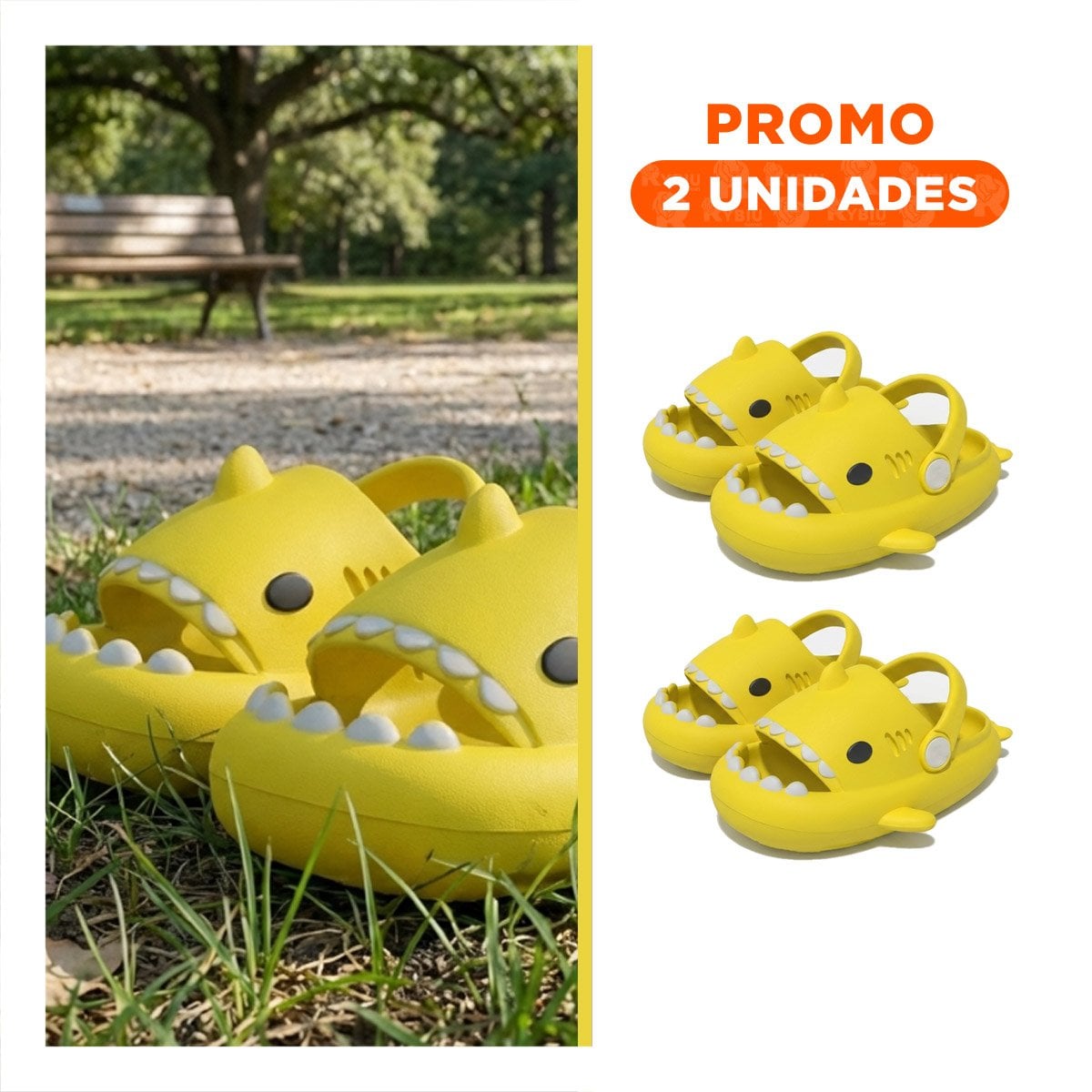 PACK2 BABUCHA TALLA 29 A 30 DE TIBURON COLOR AMARILLO PARA NIÑOS CON CORREA CAL - 1