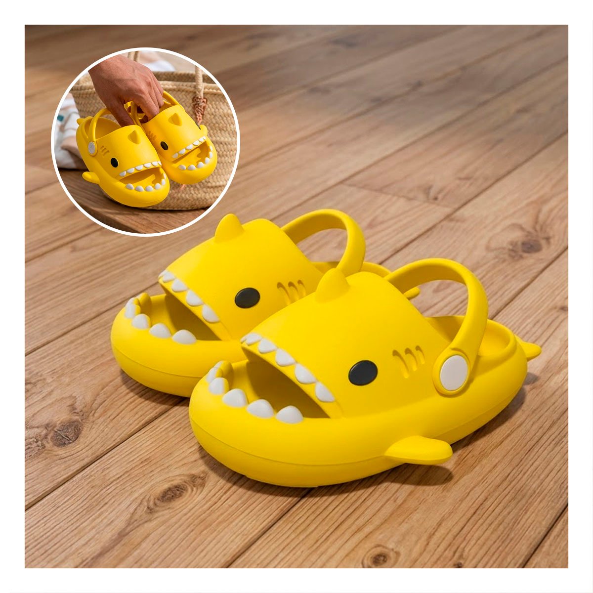OJOTA CON CORREA TALLA 25 26 DE TIBURON PARA NIÑOS EN COLOR AMARILLO Y+POST IT - 2