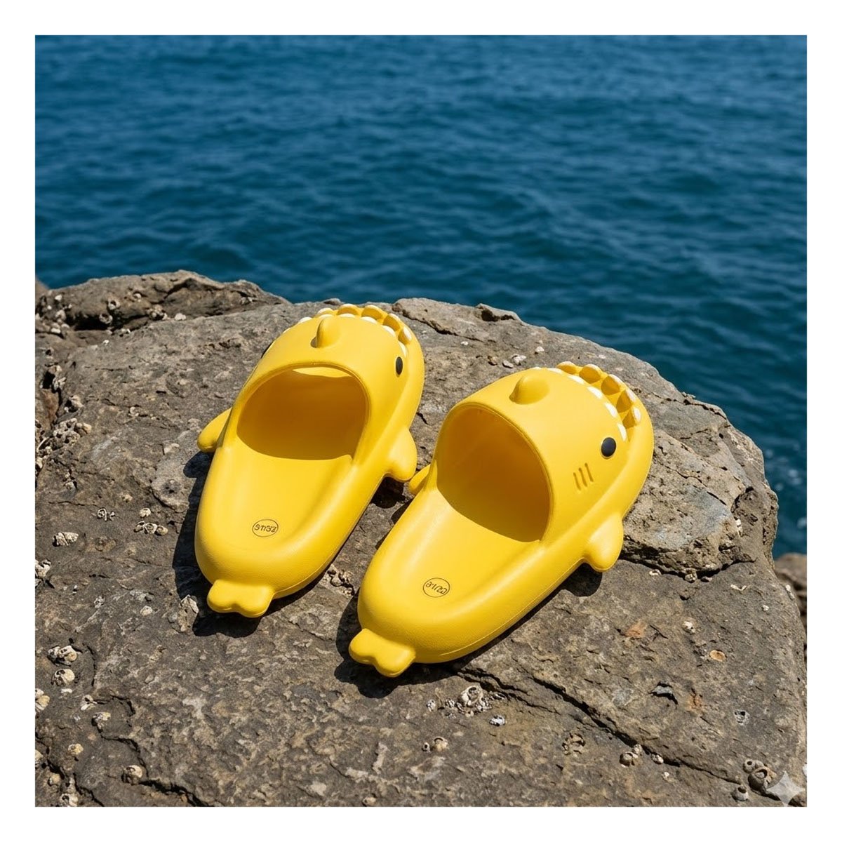 PACK2 OJOTA INFANTIL CON CORREA COMODA MODELO TIBURON AMARILLO TALLA 31 MAS 32 Y+REGALO STICKER - 5