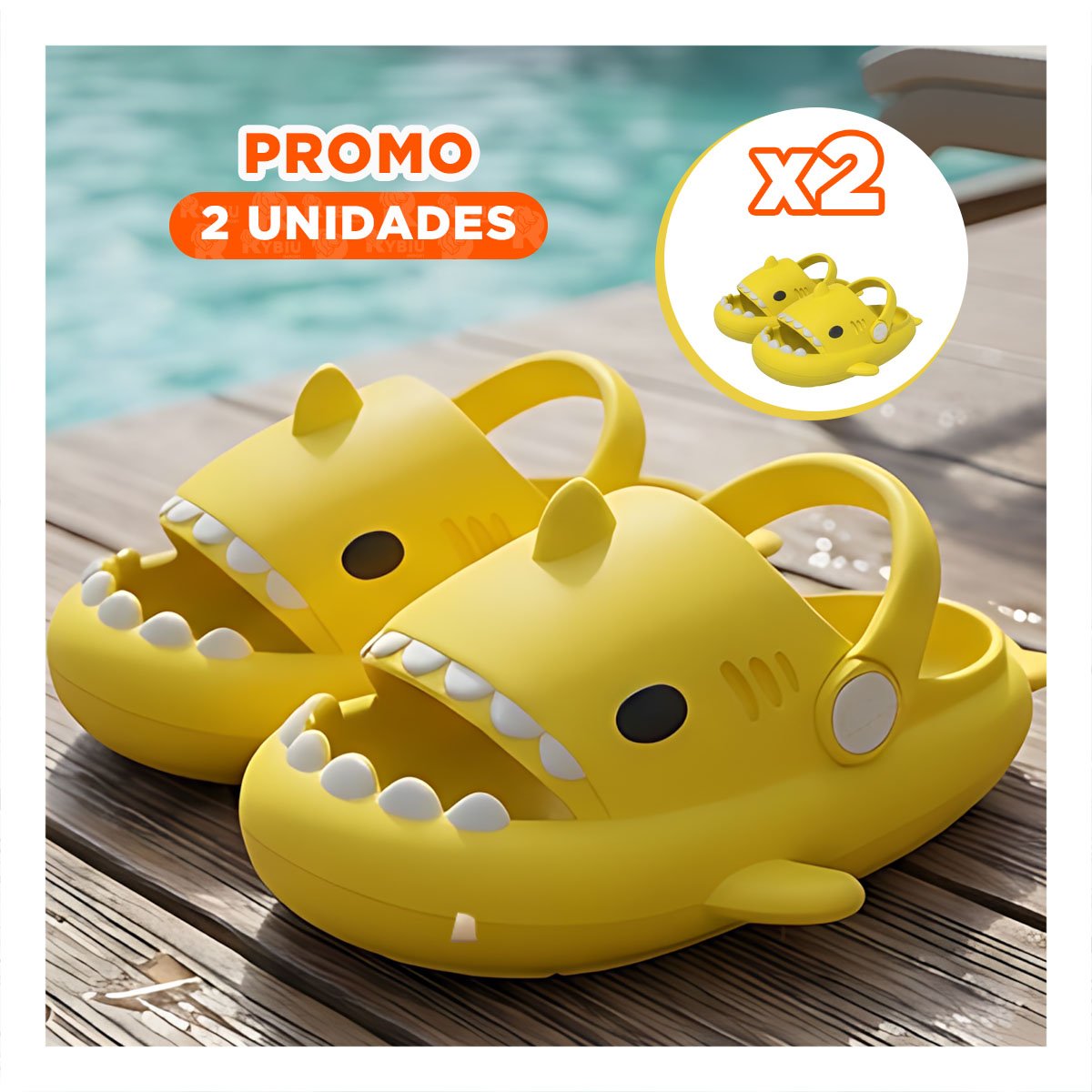 PACK2 CALZADO DE INFANTES CON CORREA DE TIBURON AMARILLO DE VERANO MEDIDA 27 Y+REGALO STICKER - 1
