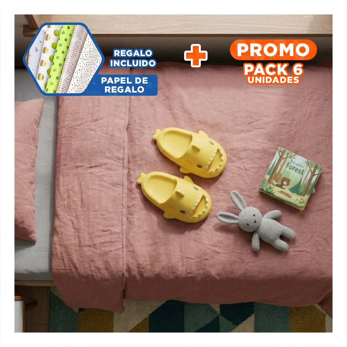 PACK6 HUARACHE PARA NIÑOS COLOR AMARILLO DE TIBURON CON CORREA TALLA 29 A 30 JOY Y+PAPEL REGALO - 1