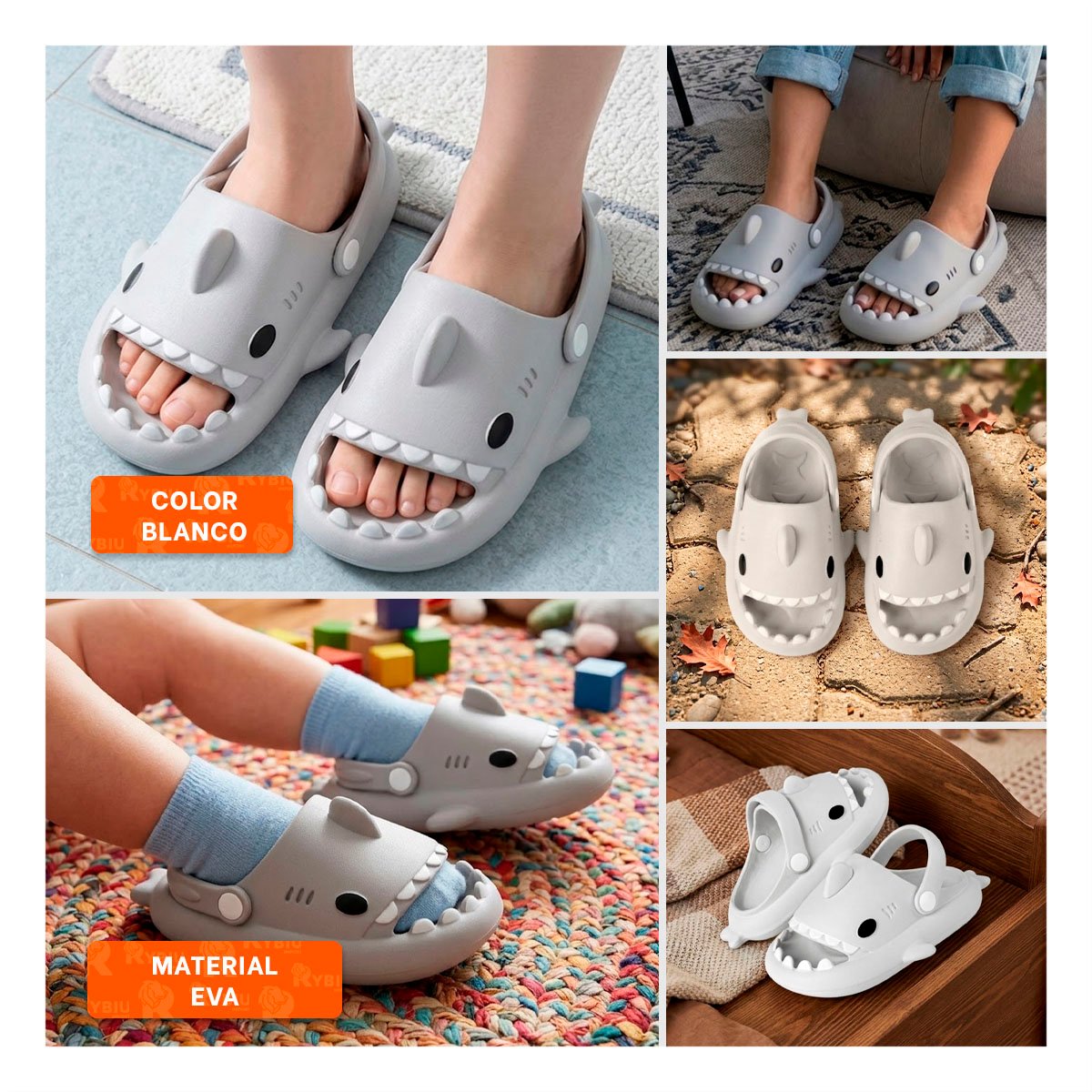 OJOTA CON TIBURON Y CORREA TALLA 25 26 EN BLANCO PARA UN VERANO LLENO DE ESTILO Y+POST IT - 5