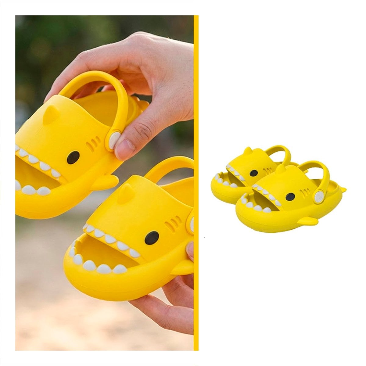 ZAPATILLA ABIERTA CON CORREA PARA NIÑOS DE TIBURON TALLA 25 26 AMARILLO - 3