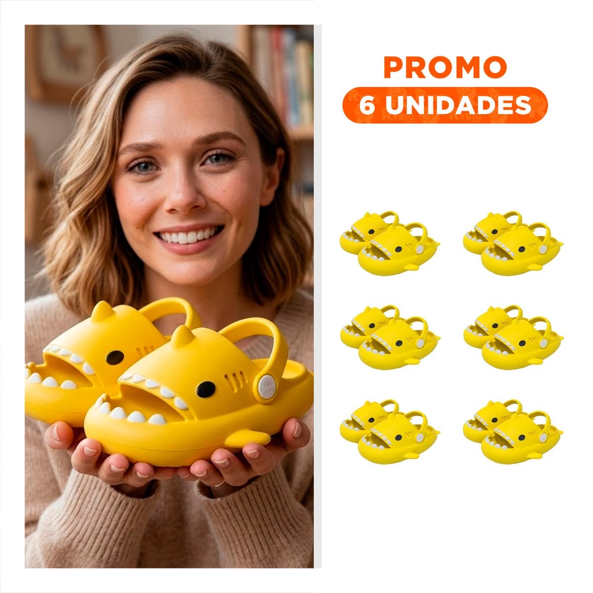 PACK6 CALZADO AMARILLO TALLA 25 26 PARA NIÑOS CON CORREA DE TIBURON MODERNO - 1