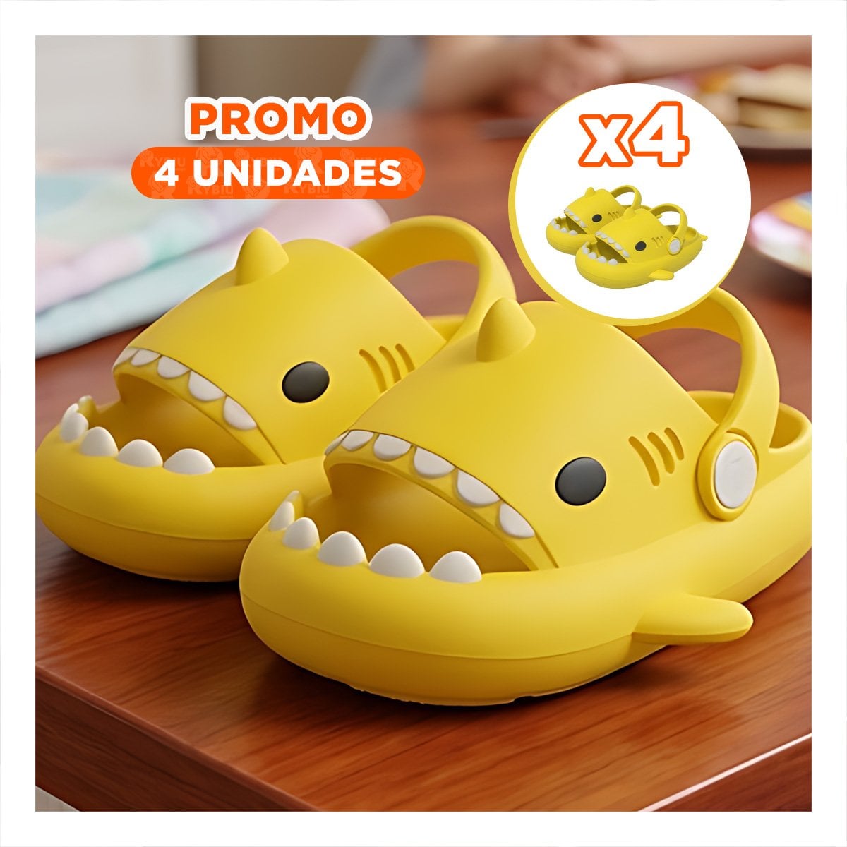 PACK4 CHANCLA DE INFANTES CON CORREA DE TIBURON AMARILLO DE VERANO MEDIDA 27 28 - 1