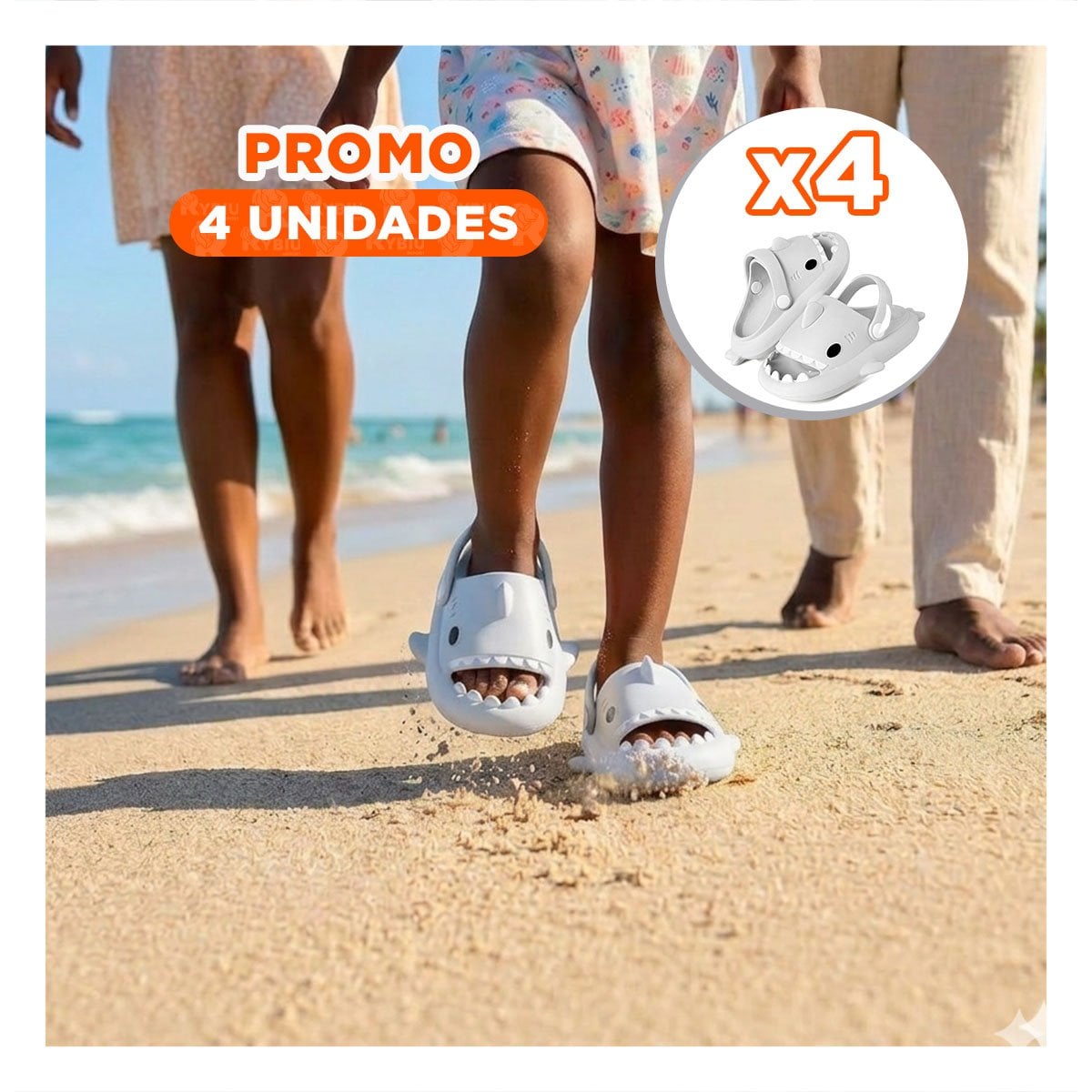 PACK4 CALZADO DE TIBURON PARA NIÑOS BLANCO CON CORREA TALLA 21 22 DE LUJO MODERNO - 1