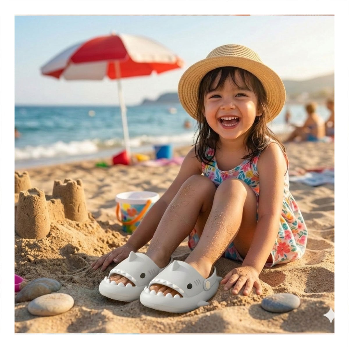 PACK4 CALZADO DE TIBURON PARA NIÑOS BLANCO CON CORREA TALLA 21 22 DE LUJO MODERNO - 3