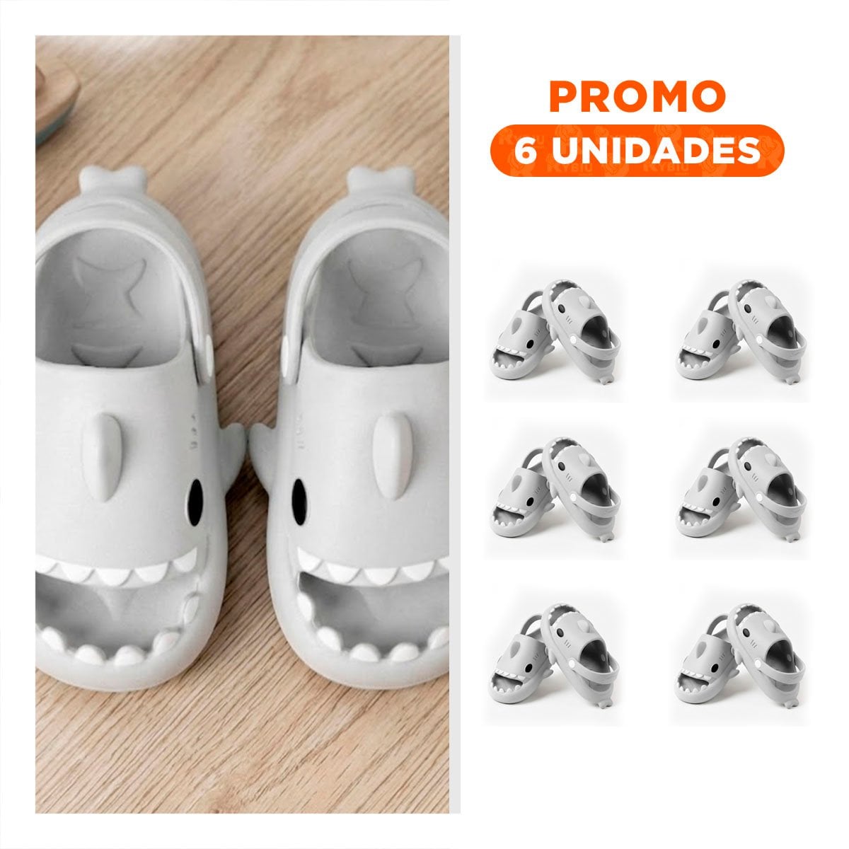 PACK6 CALZADO EN BLANCO DE TIBURON CON CORREA TALLA 25 26 PARA LA PISCINA CON ESTILO - 1