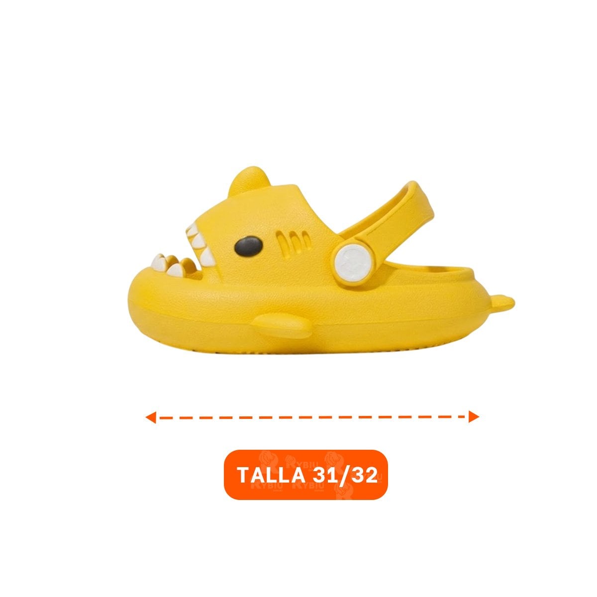 PANTUFLA DE NINOS CON CORREA DE TIBURON EN COLOR AMARILLO TALLA 31 MAS 32 - 4