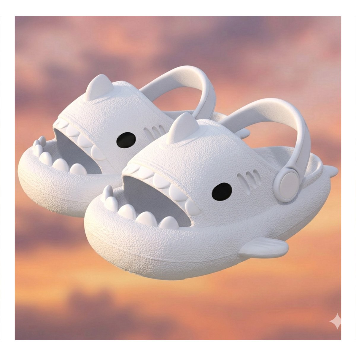 PACK6 CHANCLA INFANTIL BLANCO CON CORREA TIBURON TALLA 21 22 PARA PISCINA Y SOL Y+PAPEL REGALO - 5