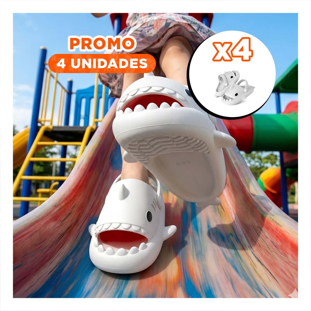 PACK4 CALZADO BLANCO DE TIBURON PARA NIÑOS CON CORREA AJUSTABLE EN TALLA 29 30 SUAVE - 1