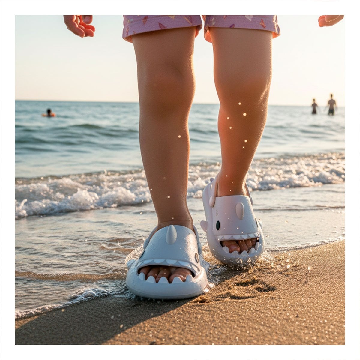 PACK6 CHANCLAS DE TIBURON CON CORREA BLANCO TALLA 23 24 PARA VERANO NIÑOS MAR Y+REGALO STICKER - 3