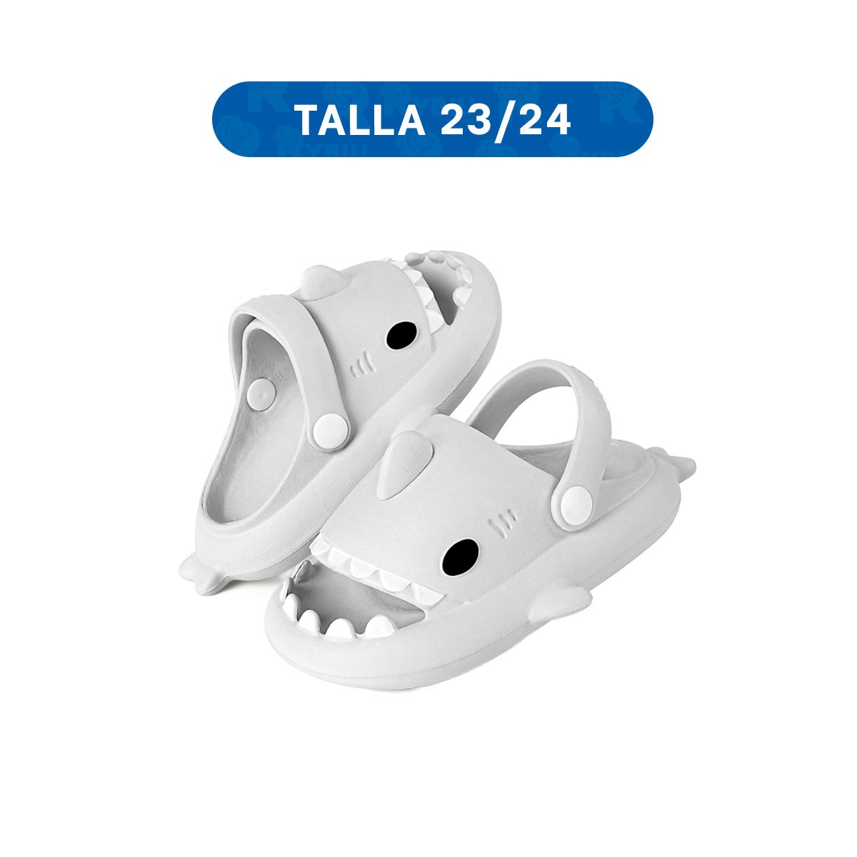 PACK6 CHANCLAS DE TIBURON CON CORREA BLANCO TALLA 23 24 PARA VERANO NIÑOS MAR Y+REGALO STICKER - 4