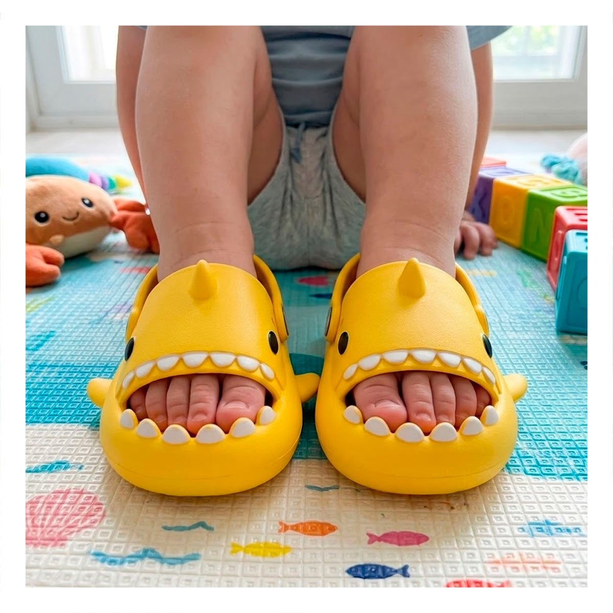 HUARACHE TALLA 25 26 CON CORREA DE TIBURON PARA NIÑOS EN COLOR AMARILLO Y+REGALO STICKER - 2