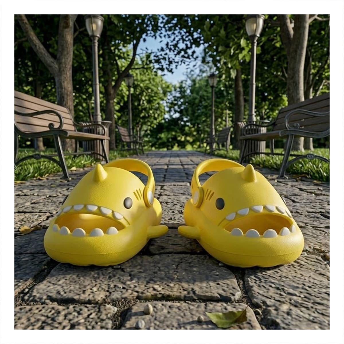 CALZADO PARA NIÑOS TALLA 29 A 30 DE TIBURON CON CORREA COLOR AMARILLO PRO Y+PAPEL REGALO - 3