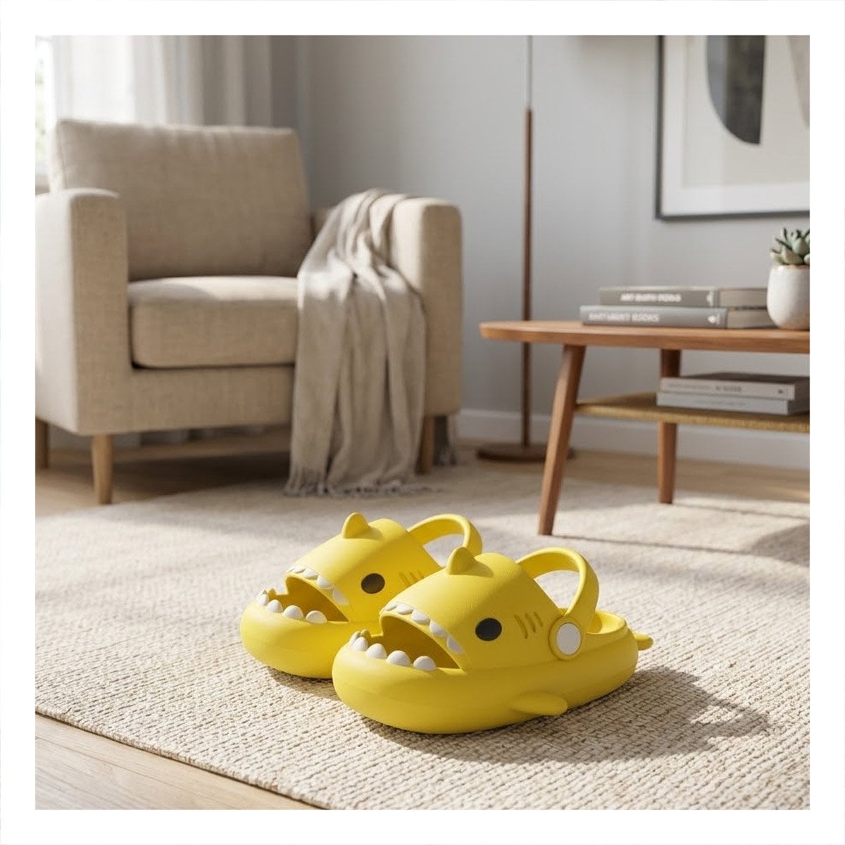 CALZADO PARA NIÑOS TALLA 29 A 30 DE TIBURON CON CORREA COLOR AMARILLO PRO Y+PAPEL REGALO - 5